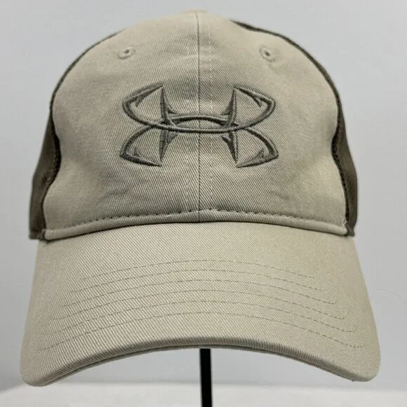 Under Armour Adjustable Tan Mesh Trucker Hat Embroidered Free Fit Snapback Cap - Picture 7 of 9